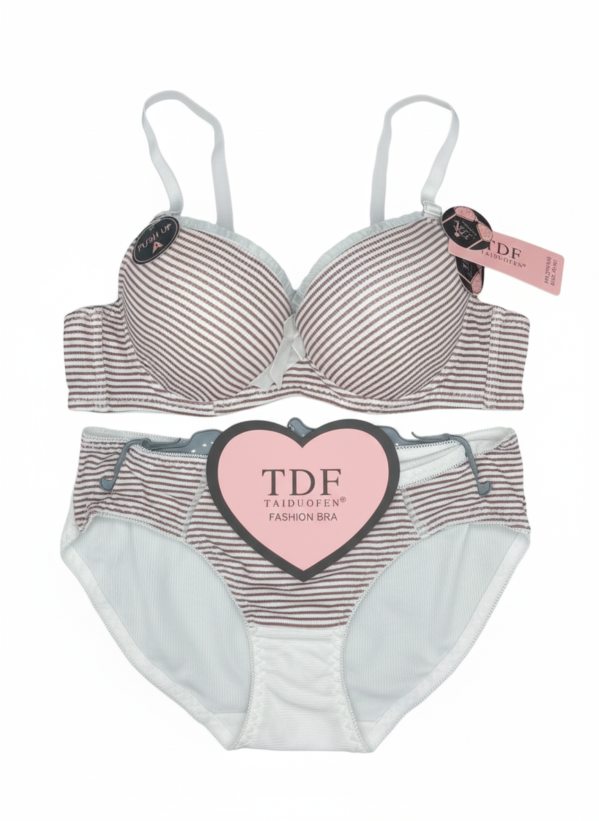 ست لباس زیر زنانه راه‌راه TDF مدل Taiduofen