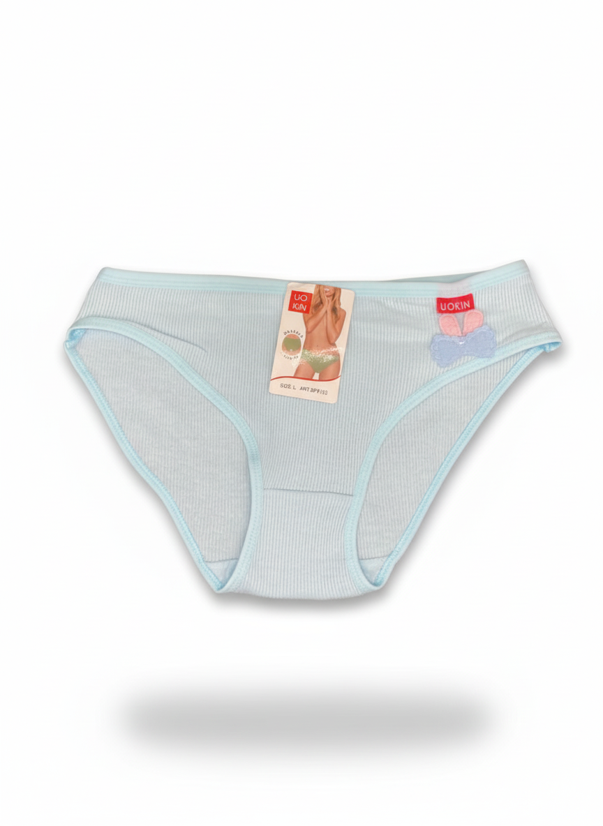 شورت نخی زنانه مدل sku420 Ribbed - راحتی عالی - سایز L - رنگ آبی آسمانی (با تزئین پاپیون)